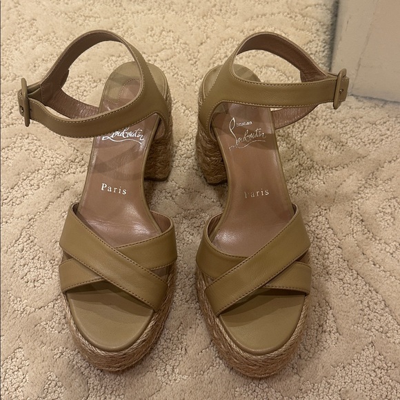 Christian Louboutin
70mm Calakala Leather Crisscross Espadrille Sandals 6.5 - Picture 6 of 8